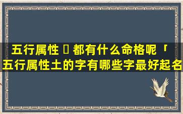 五行属性 ☘ 都有什么命格呢「五行属性土的字有哪些字最好起名 🌲 」